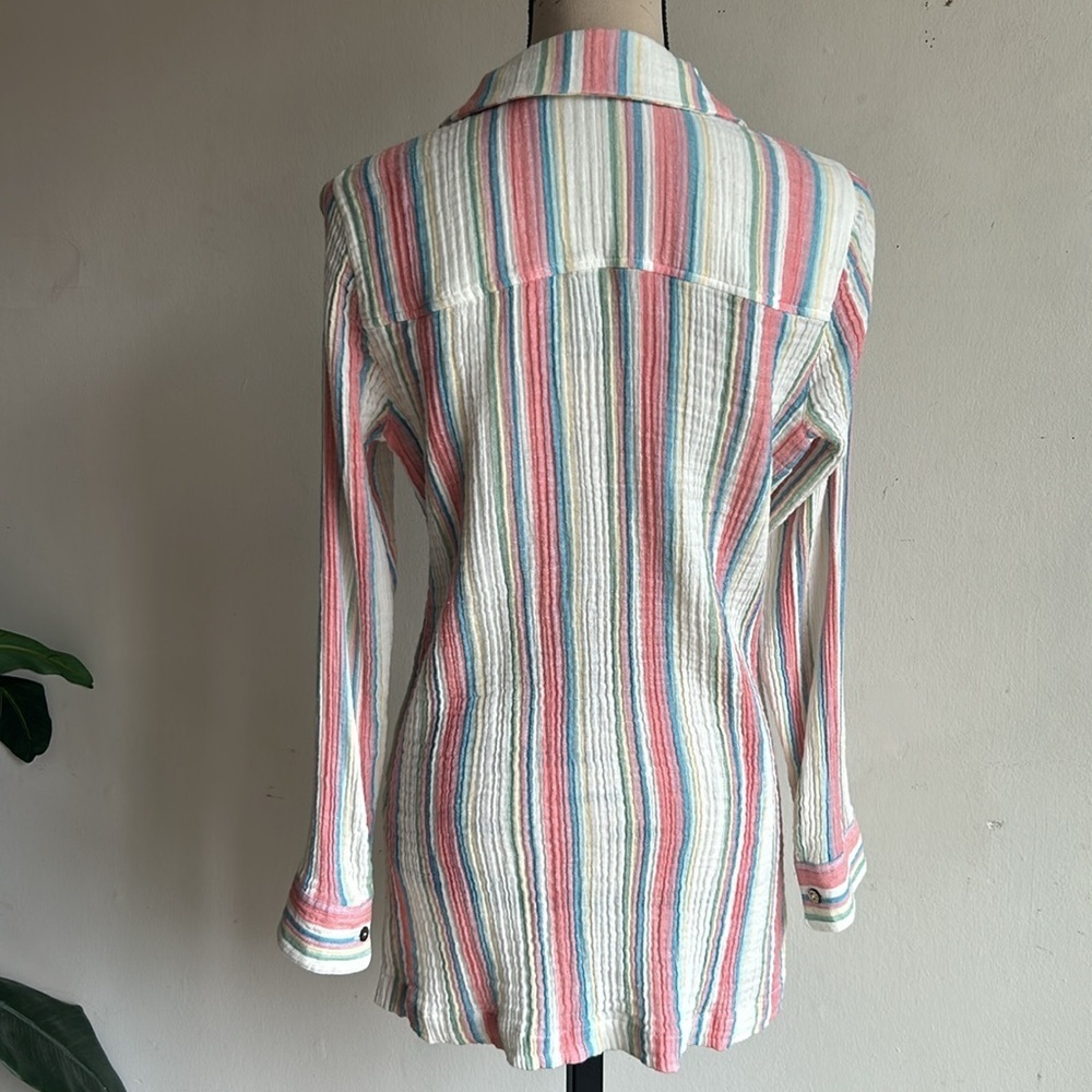 Soft Surroundings Striped Button Down Top Sz Small - image 8